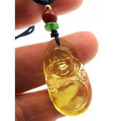 Amber Carved Buddha Pendant 04